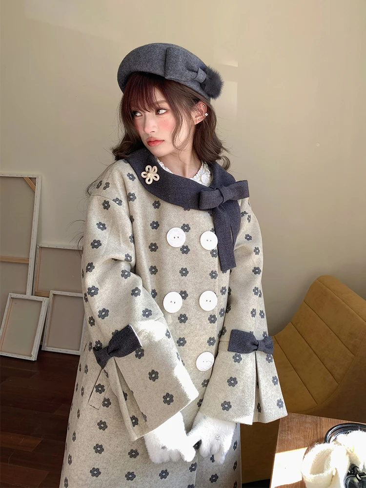 

Зимнее новое пальто RRFIGHT 2025 из хлопка и шерсти, женское, средней длины, удлиненное, с утеплением