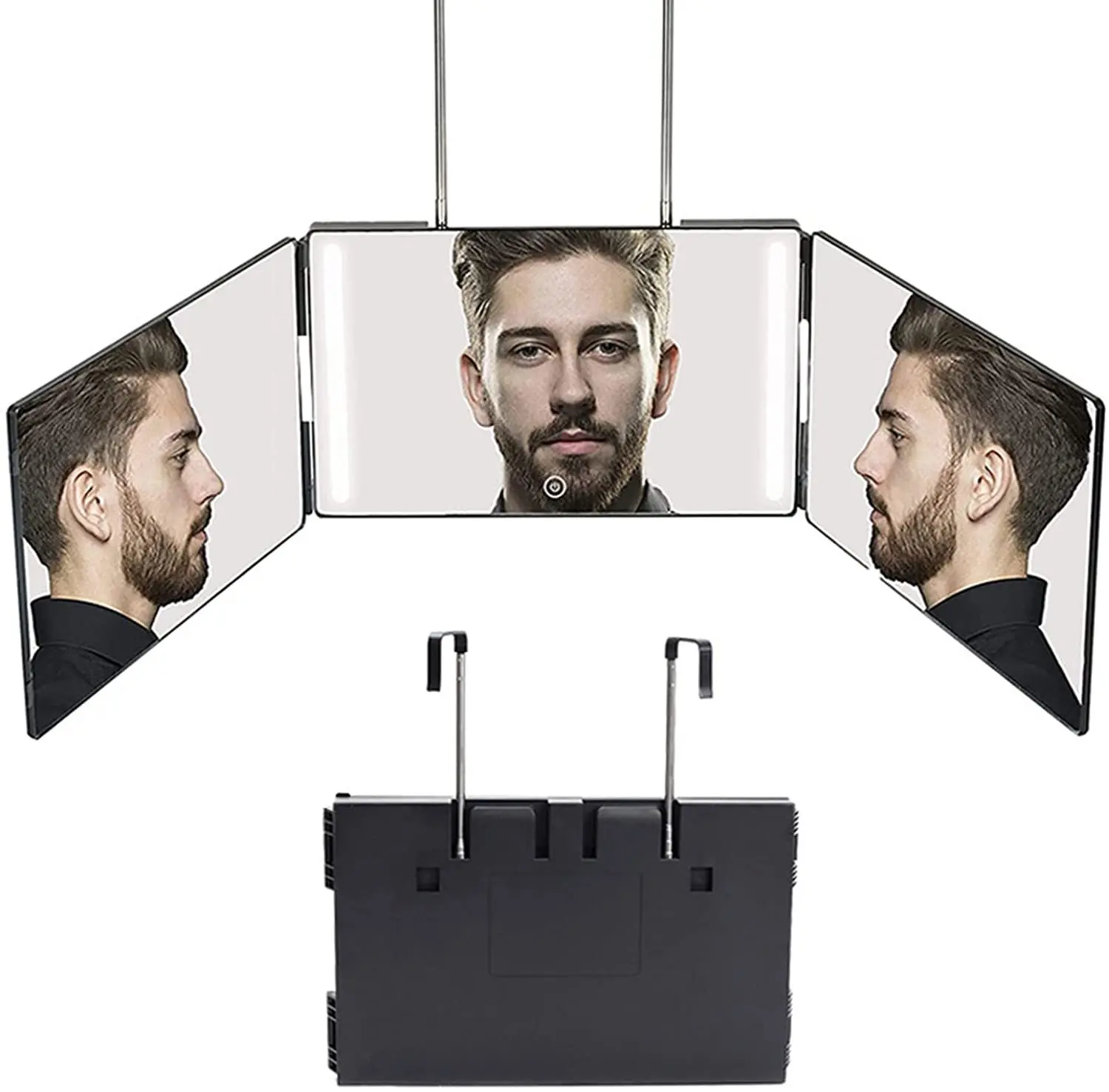 Barber Mirror Self Cut with LED Lights, Vanity Mirror,360 Mirror for Haircuts for Men, Self Haircut Mirror to See Back of Head