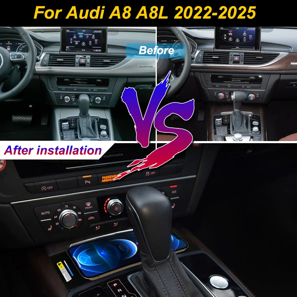 2 Din for Audi A6 A6L 2012-2018 Car Wireless Mobile Phone Charger Center Console Storage 18W iPhone fast charge plate holder