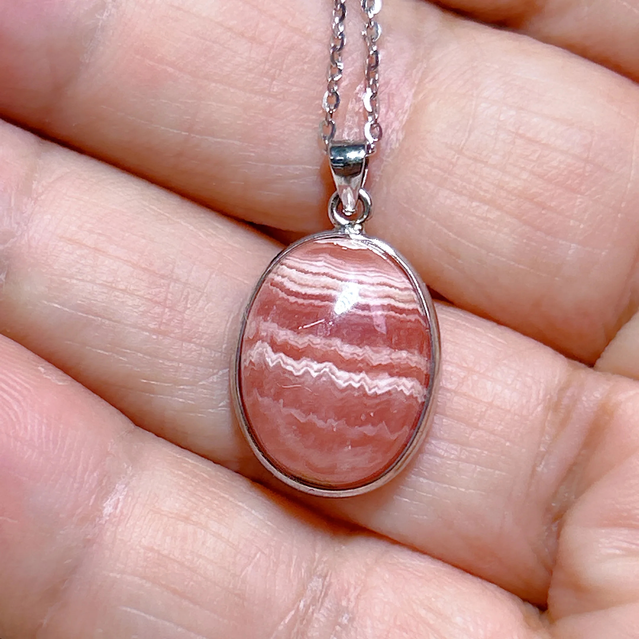 Healing Natural Crystals Argentina Rhodochrosite Pendent With 925 Silver Necklace Gemstones Jewelry High Quality Energy Ore Gift