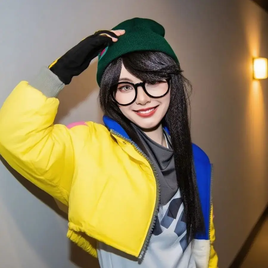 

Game VALORANT Killjoy Cosplay Wig 60CM long black hair Synthetic Wig+Wig cap Party Halloween Wig