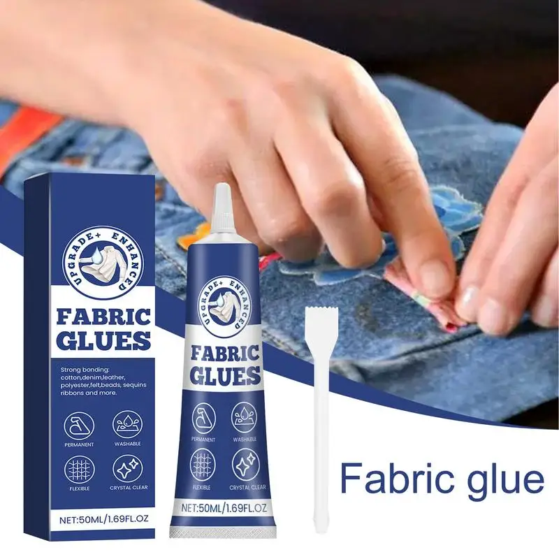 Fabric Fusion Permanent Fabric Adhesive, Adesivo de tecido eficiente, Cola de tecido clara para roupas, Lavagem permanente