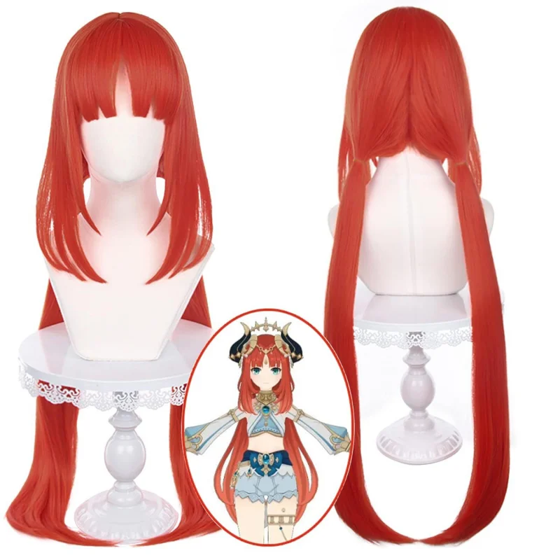 

Genshin Impact Nilu Grassland Sumeru Double Ponytail Реалистичный парик для кожи головы COS Парик аниме
