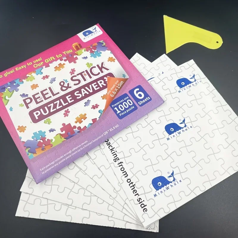 ג'יג פאזל שומר דבק גיליון 6 גיליונות ללא דבק שומר 1000 יחידות פאזלים מגיעים עם 2 תליוני קיר דביקים 6 חבילות 1 מחדד