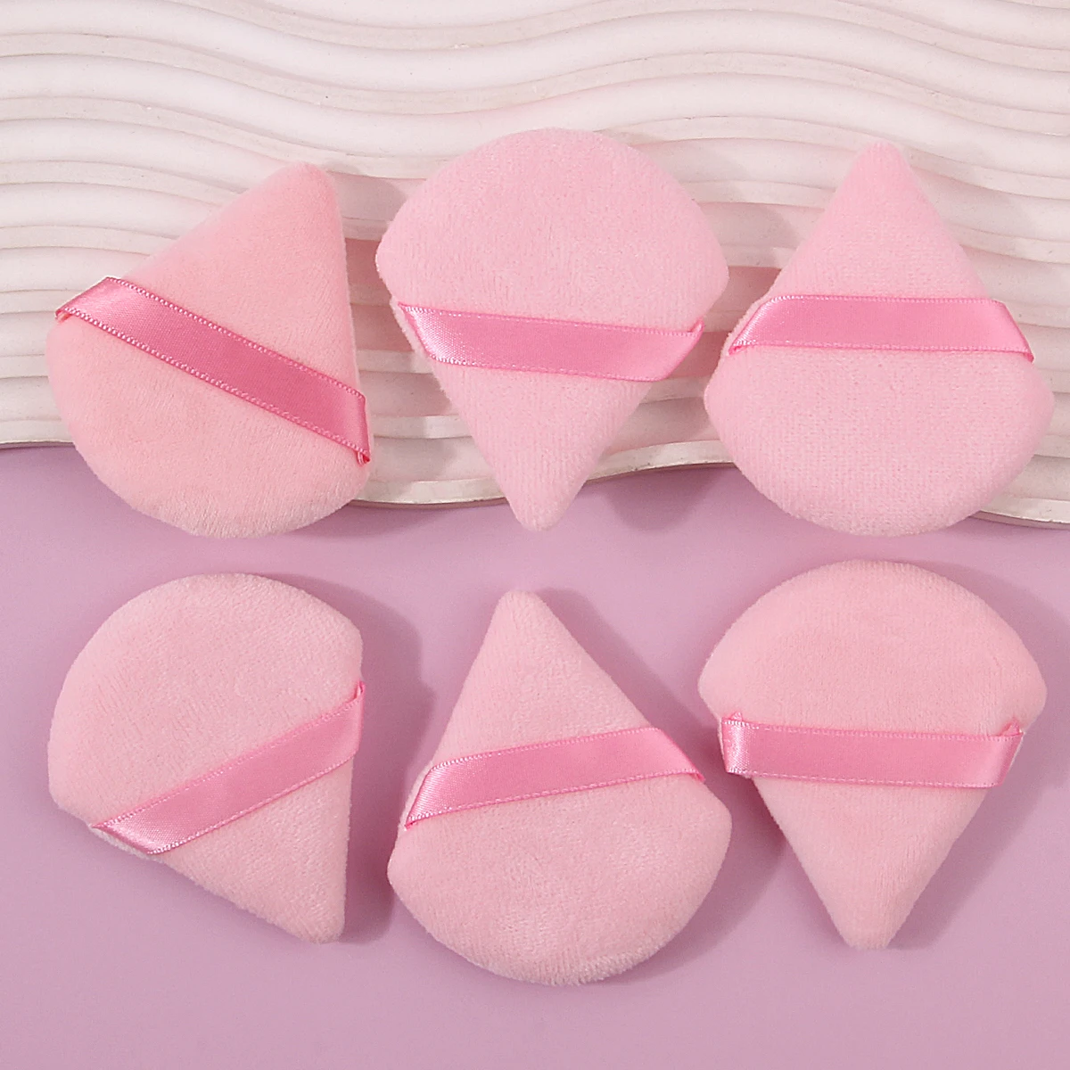 6PCS 대형 플로킹 삼각형 스펀지 파우더, 파우더 루스, 메이크업 세팅, 통기성, 베이스 메이크업 스페셜 메이크업 스펀지