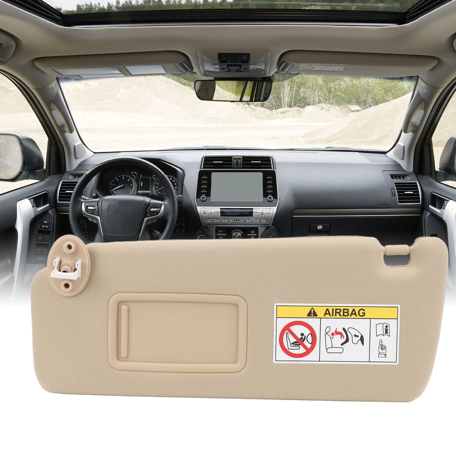 

Car Sunshade Front Sun Visor Beige Sun Visor Replacement for Prado 2010‑2023 Left Hand Drive Automotive Sun Visor