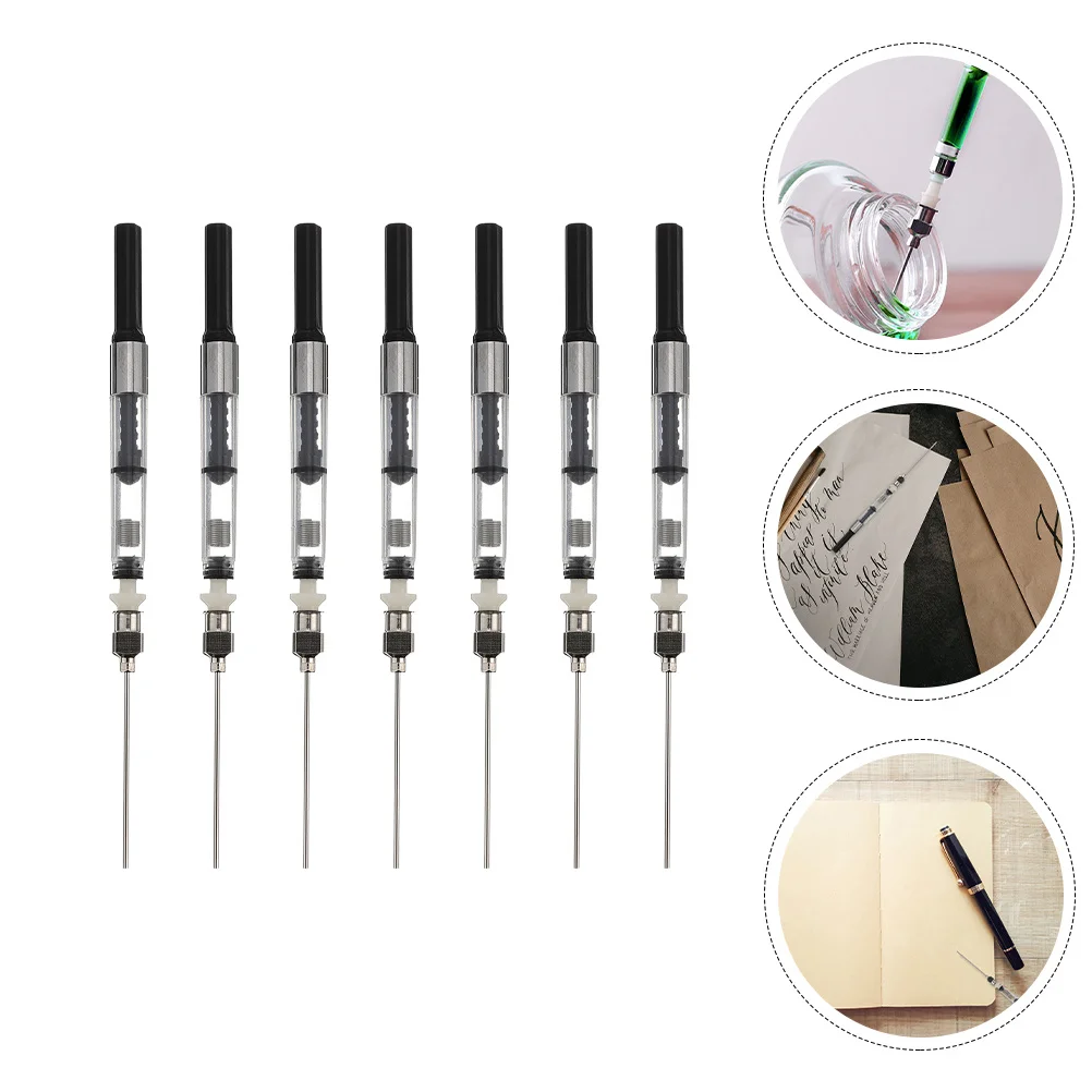 

7 шт. чернильные преобразователи для перьевых ручек из нержавеющей стали, тяжелый калибр, сменный инструмент, портативный для студентов, офисных работников