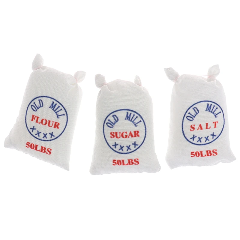 1:12 Dollhouse Miniature Mini Flour Salt Sugar Cloth Bag Kitchen Accessories