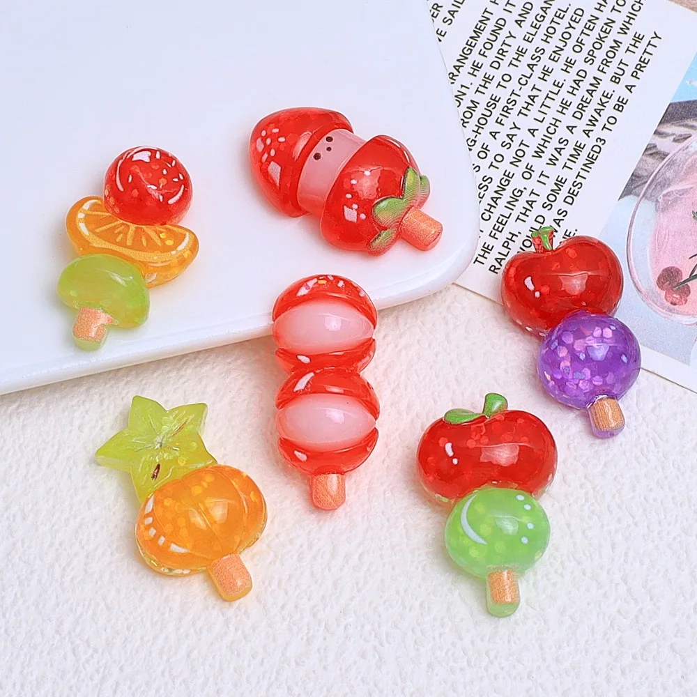 10pcs Cute Sugar-coated Haws Resin Cabochon For Hair Bows DIY Scrapbooking Crafts Phone Decoration Dollhouse Accessories