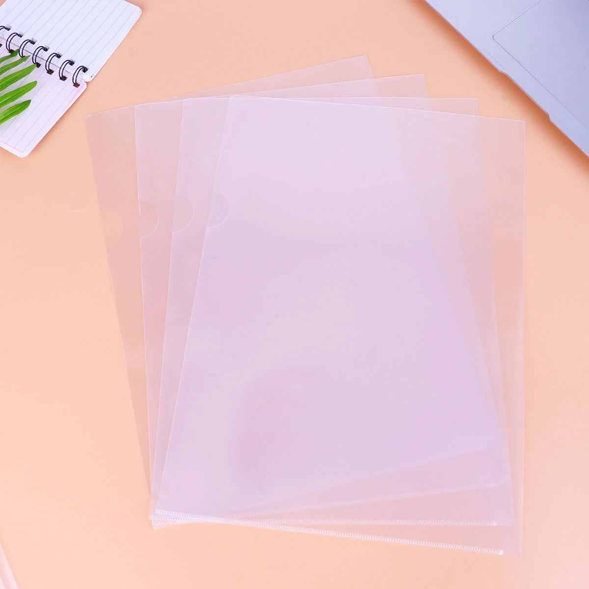 20pcs Office Document Folder Single Page Paper Folder L Shape Plastic Folder (White) transparent document folder