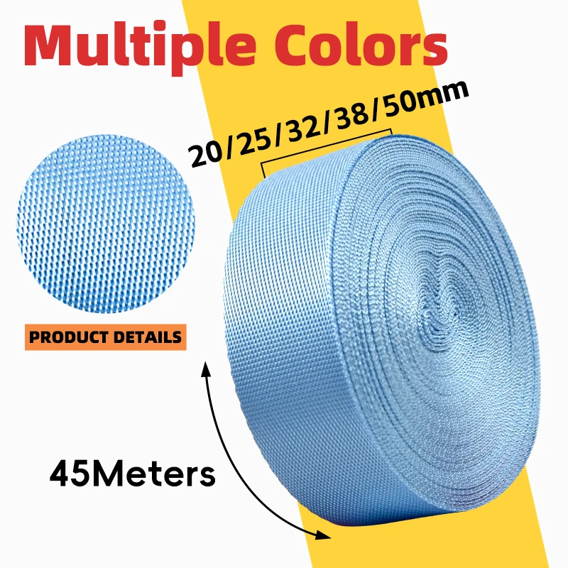 

45Meters 20/25/32/38/50mm Nylon Webbing Ribbon Band Backpack Webbings Strap Clothes Belt Bias Binding DIY Sewing Accessories