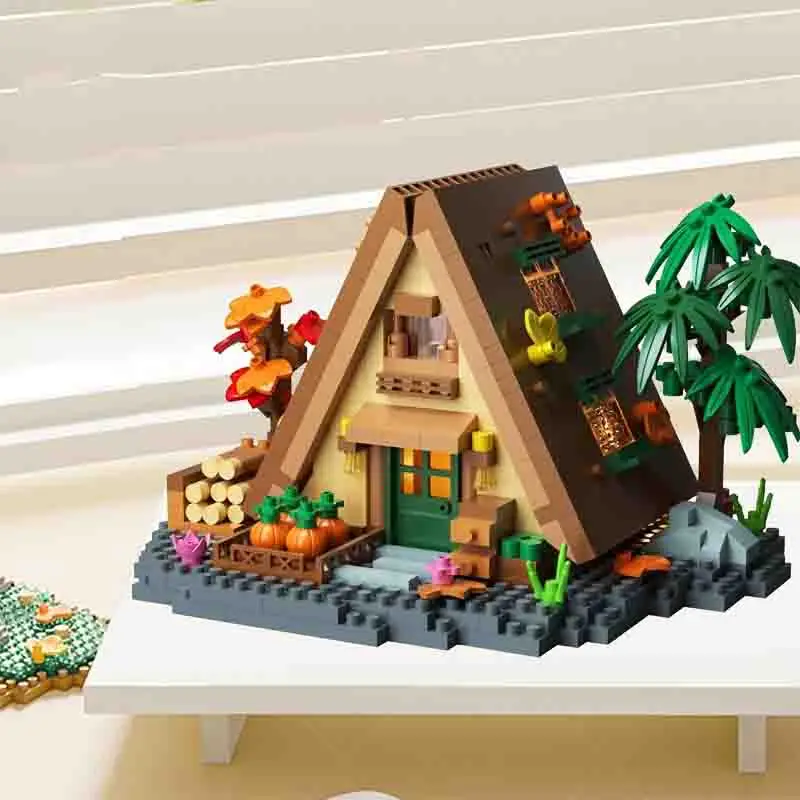 Kreative Street View Gebäude Modell Bausteine Wald Baum Haus Puzzle Windmühle Baum Haus Dekoration Spielzeug