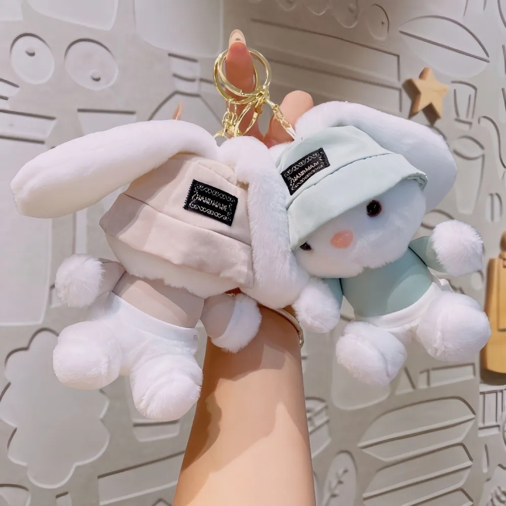 

Cute Cartoon Rabbit Plush Pendant Handmade Stuffed Doll Keychain Soft Kawaii Backpack Hanging Decoration Gift