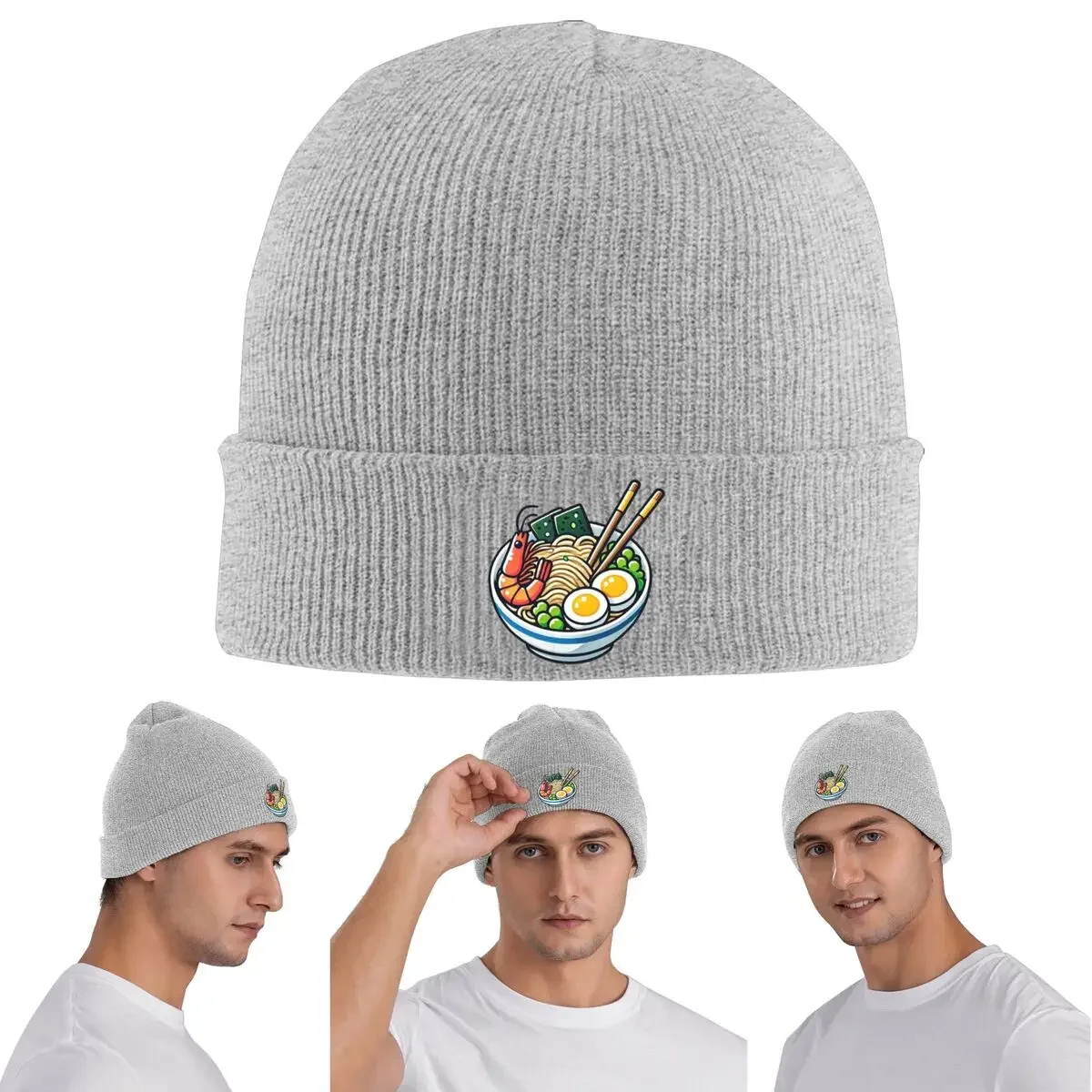 New Kawaii Ramen Bowl Warm Knitted Cap Winter Knit Bonnet Hat Skullies Beanies Hip Hop Caps for Unisex