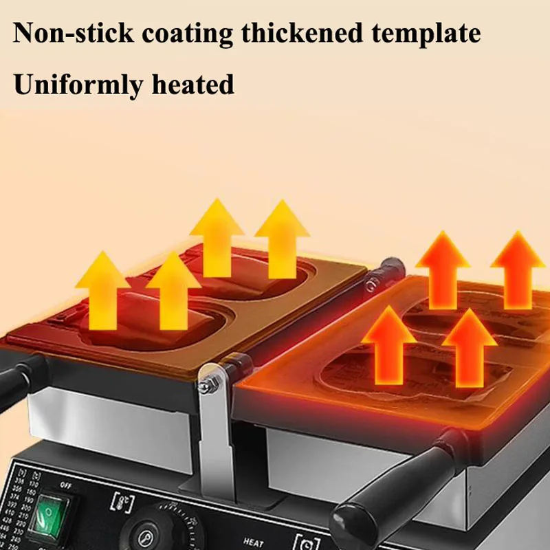 ماكينة صنع الوافل التجارية كيتي على شكل رأس خبز طلاء غير لاصق