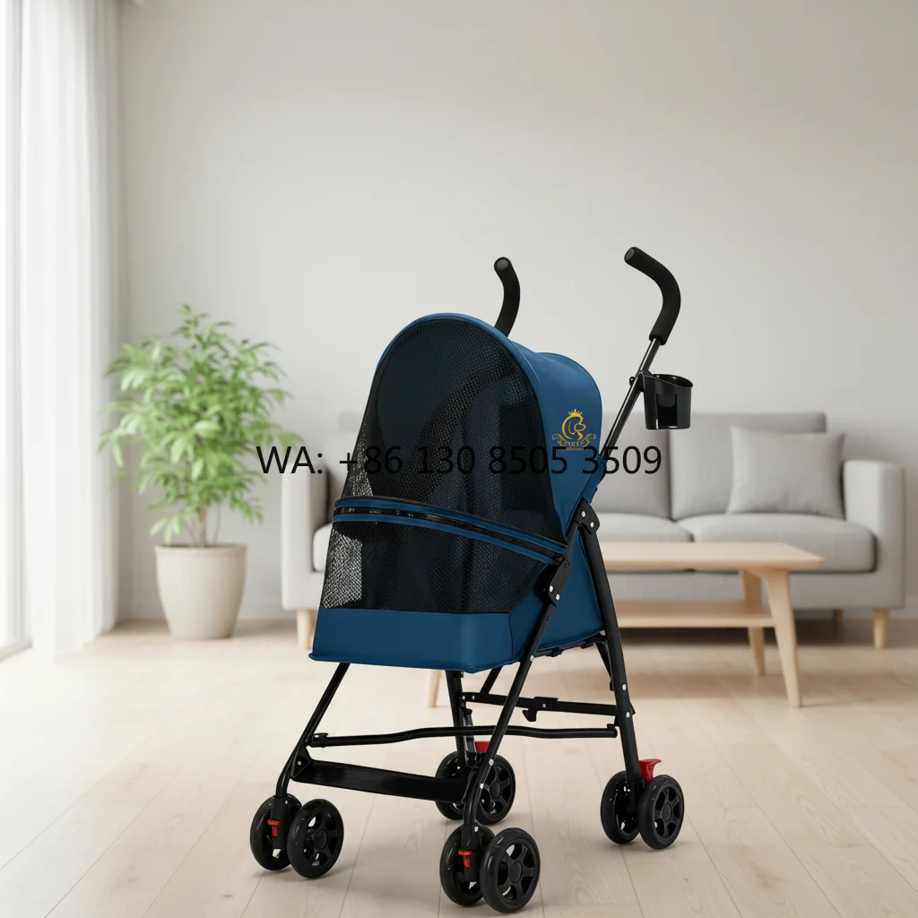 

Lightweight 4.9kg Net Weight Pet Stroller Easy Fold 4.5-inch EVA Wheels Breathable Mesh Compact Dog Cat Stroller