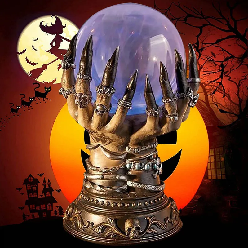 Magic USB Electrostatic Ion Magic Ball Magic Lamp Hand Base Glass Plasma Ball Light Novelty Crystal Party Light Gift Halloween