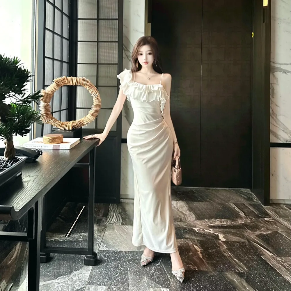 Sommer Damen Französisch Vintage Maxikleid Party Abend Altes Geld Schulterfrei Abendkleid Einteiliges Gyaru Coquette Abschlussdesign