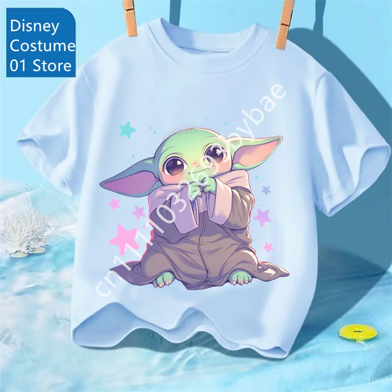 Kids Casual Tee Street Fashion Star Wars Popular Cartoon Print For Boys Girls Summer Soft Comfort Tops 3-14 Age