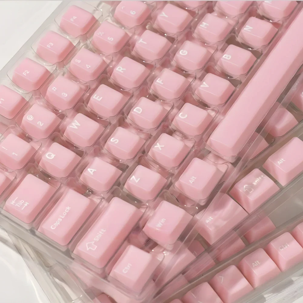 Hanfen Jade Keycap Original Closed Character ABS Semi-permeable Milk Pink Minimalist Two-color Injection Molding 68 75 98