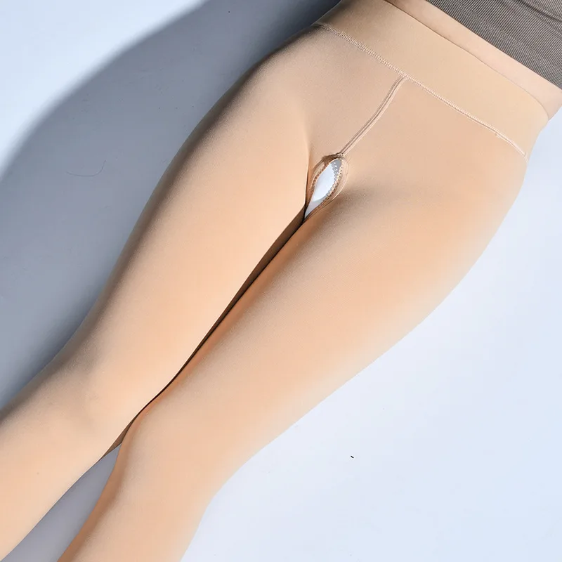 

Женские сексуальные чулки с открытой промежностью, осенние и зимние бархатные леггинсы, утепленные термоштаны, дышащие колготки с высокой талией