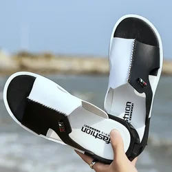 Fashion Waichuan Men's Summer Sandals Original Leather Comfortable Slip-on Casual Sandals Fashion Men Slippers Zapatillas Hombre