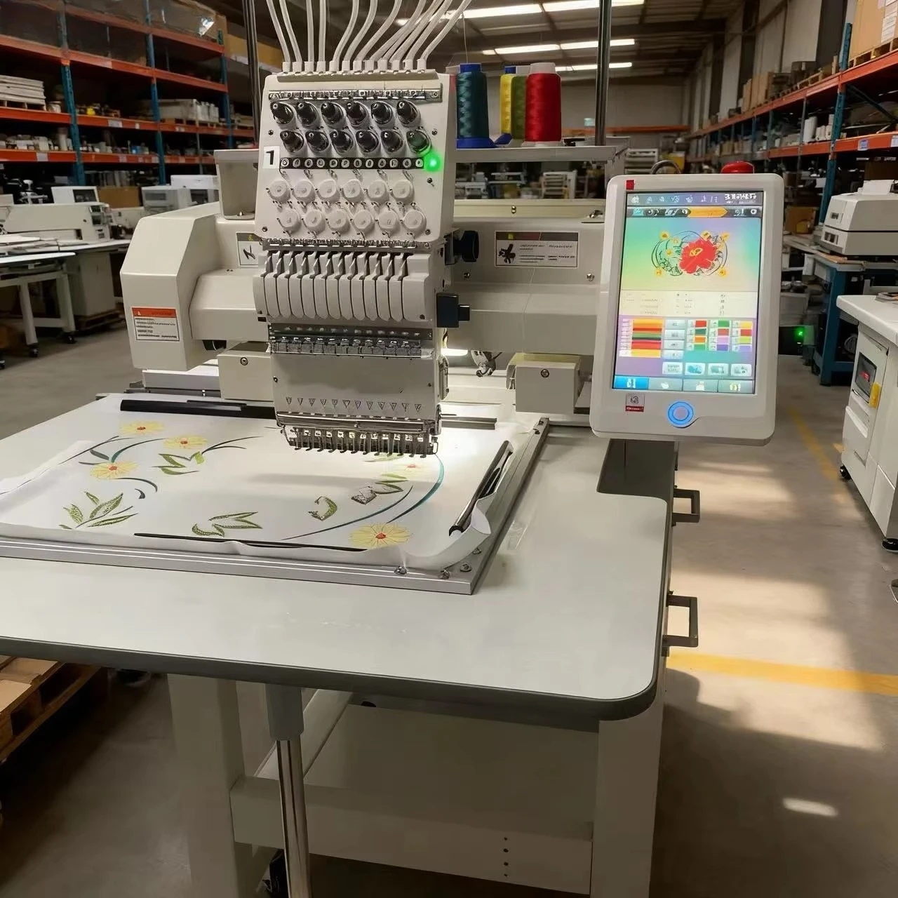 2026-High Quality Single Head 12 Needles Computerized Multifunctional Three in One Monogram Garment Clothes Embroidery Machine