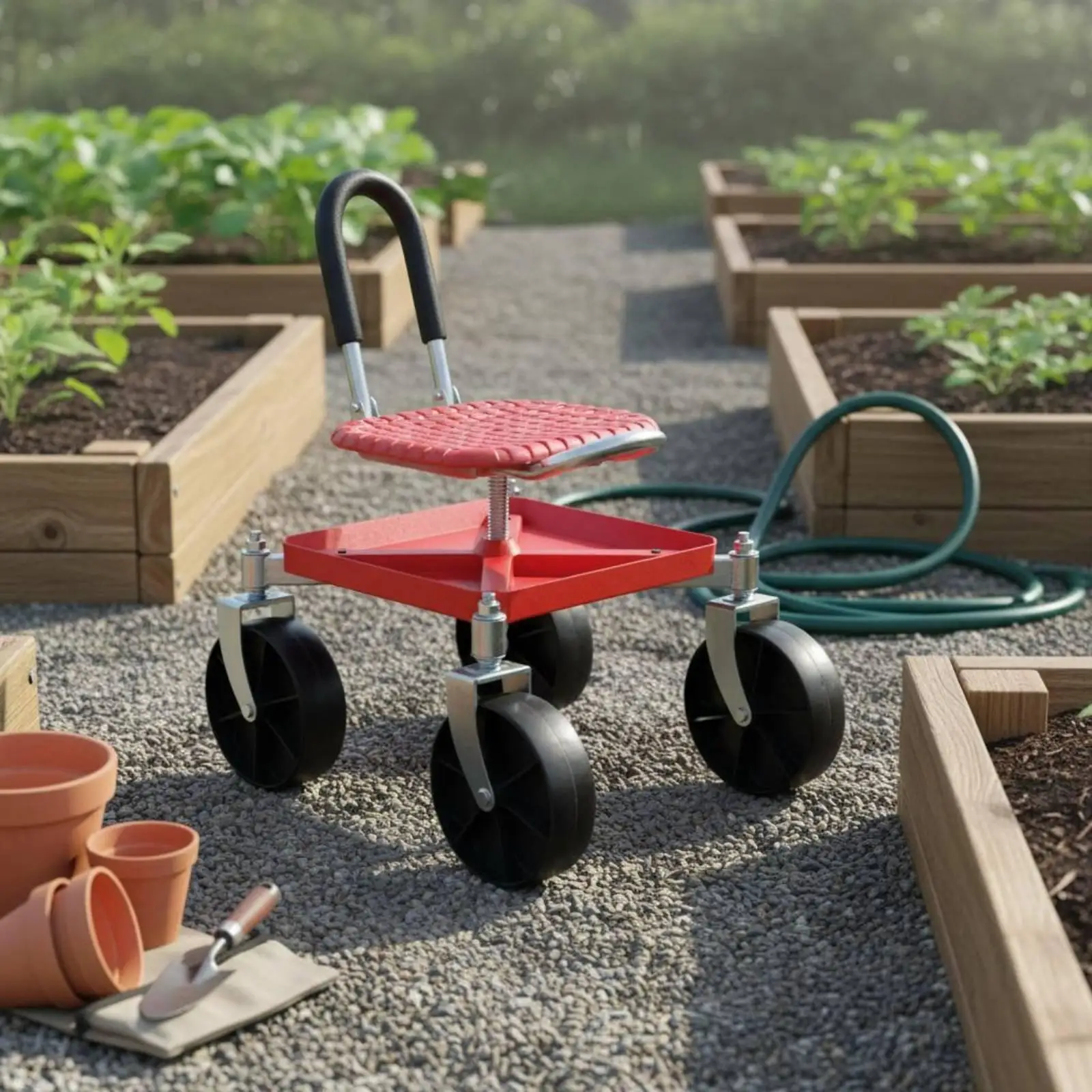 Swivel Adjustable Rolling Garden Stool Cushioned Knee Seat Mechanic Kneeling Chair Portable Gardening Work Seat for Workshop