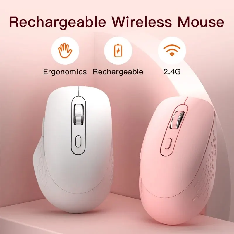 Wireless Mouse For Portable 2.4GHz USB Computer Ergonomic Mause Wirelesss Rechargeable Gaming Mice For Laptop PC Accessories