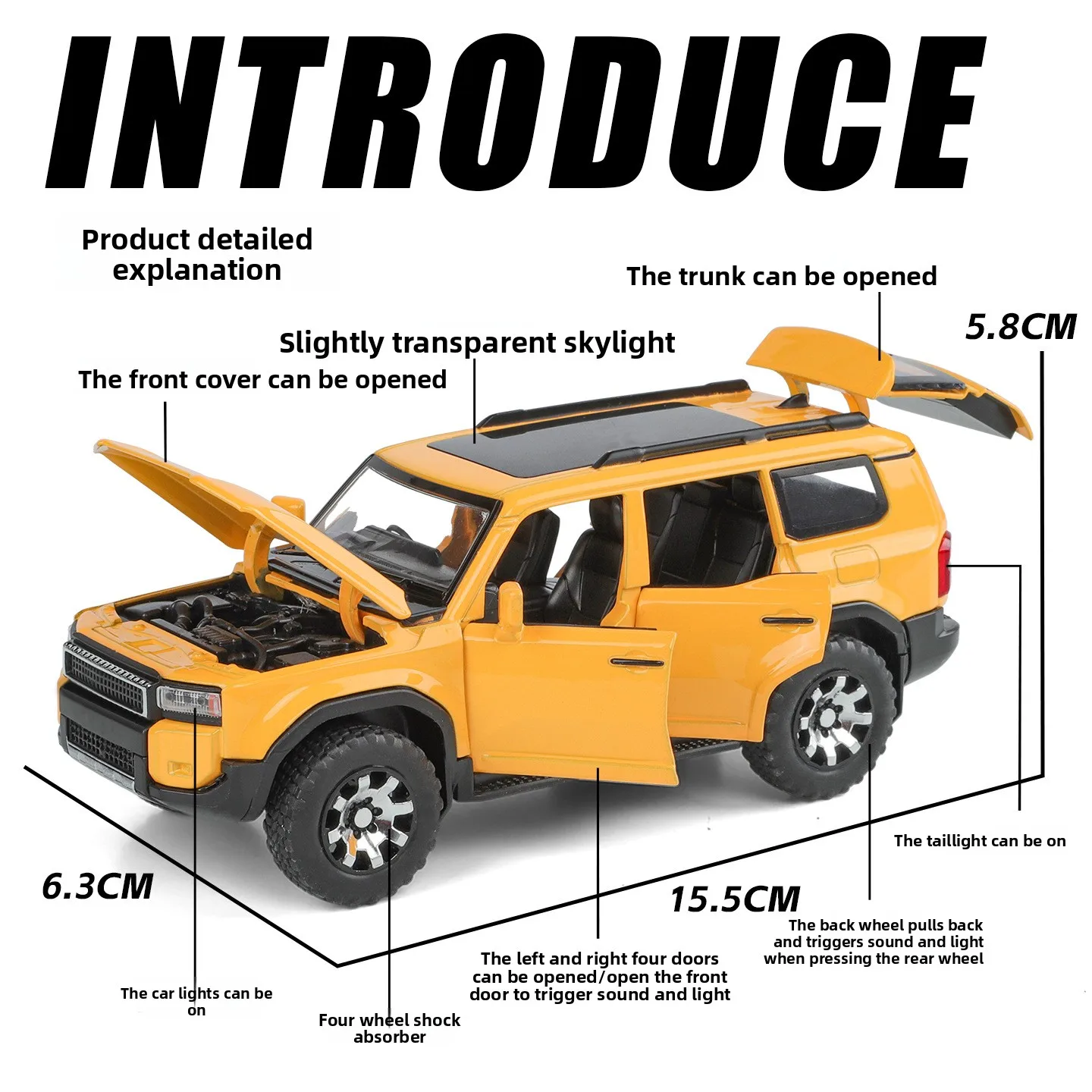 1:32 prado off-road alta simulação diecast liga de metal modelo carro som luz puxar para trás coleção crianças brinquedos presentes