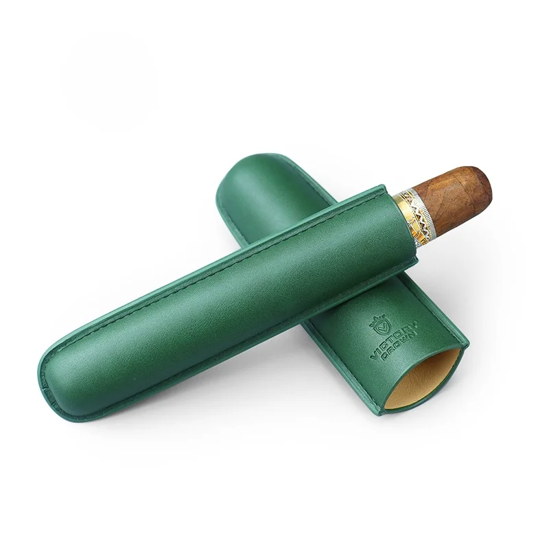 Portable Travel Cigar Tube Leather Sealed Moisture Control Single Stick Cuban Cigar Box Handy Carry-On Smoker's Accessory
