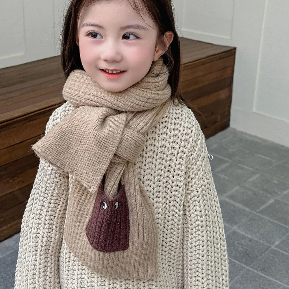 어린이 겨울 따뜻한 스카프 포켓 재미 있은 어린이 목 따뜻한 양모 크로 셰 뜨개질 스카프 방풍 Neckerchief 스카프