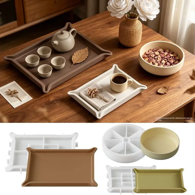 Curved Corner Square Storage Tray Silicone Mold DIY Handmade Plaster Resin Jewelry Display Plate Craft Casting Molds Home D