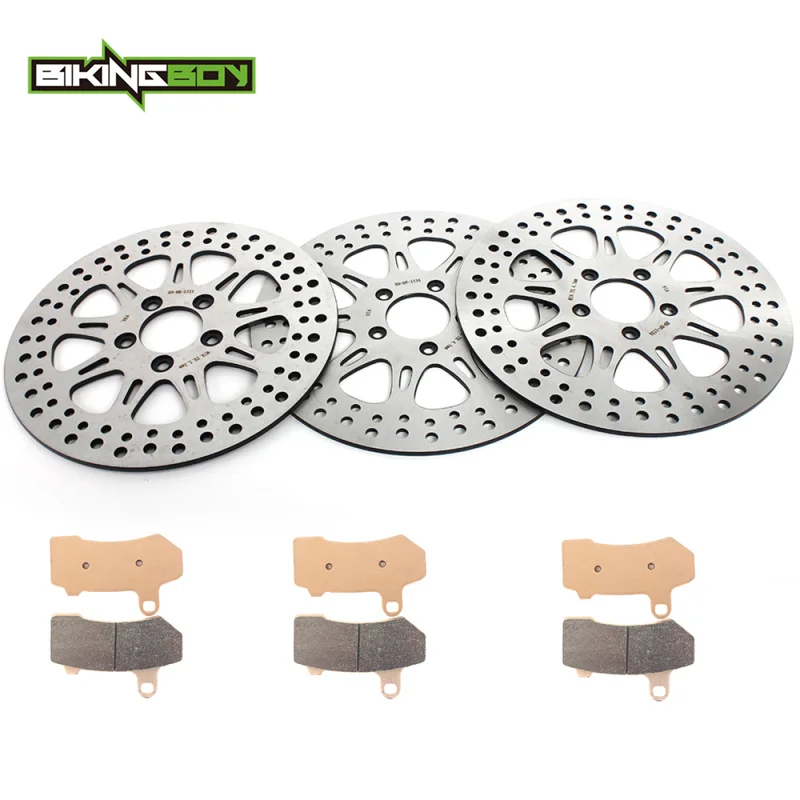 BIKINGBOY FLHT Electra Glide 08 09 10 21 22 FLHTC 08-12 FLHTCU 08-13 FLHTK 10-13 FLHX 08-13 Front Rear Brake Rotors Discs Pads