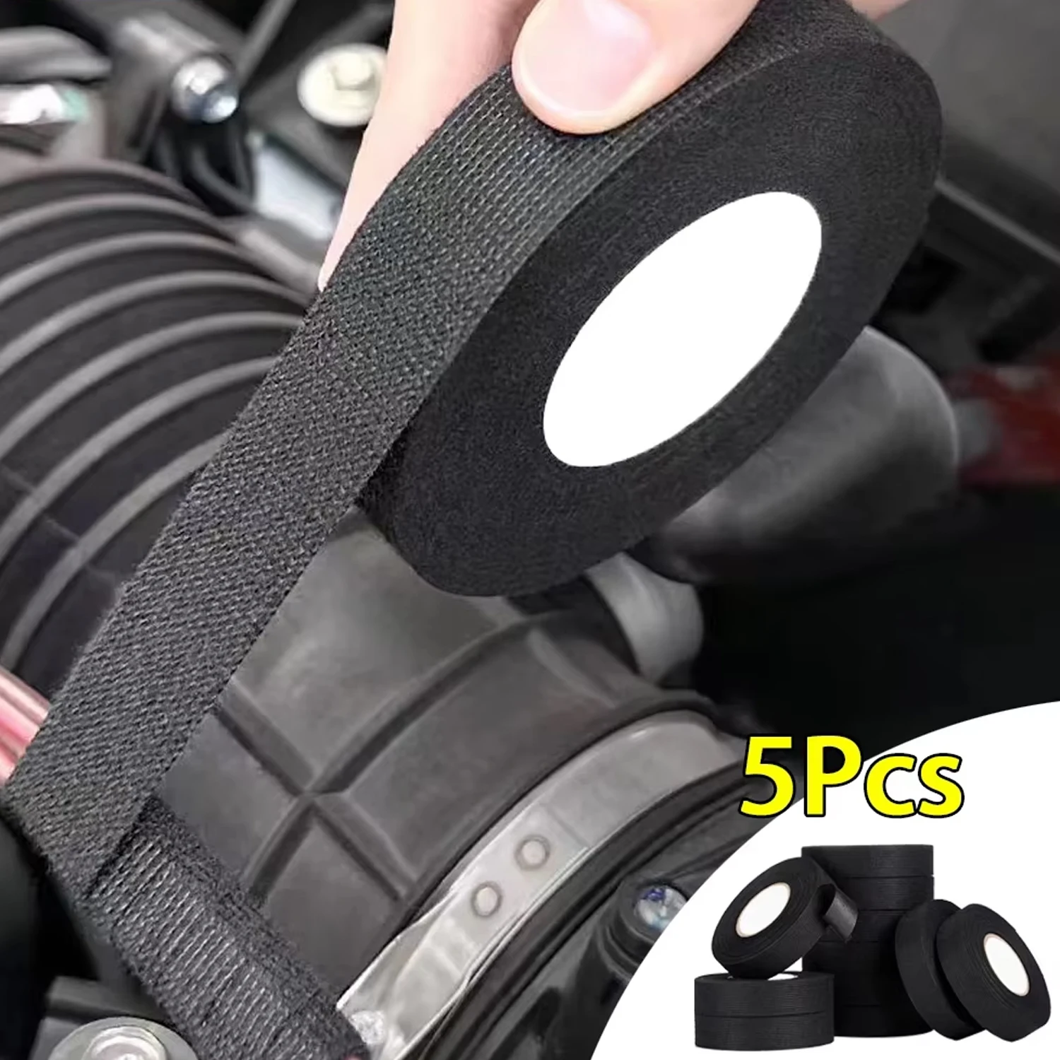 High-temperature Wiring Harness Wrapping Tape, Self-adhesive Automotive Wiring Harness Fabric Tape for Automobile Noise Damping