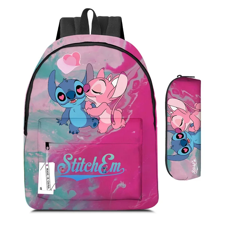 

2pcs/set Mochila Stitch Disney Backpacks Bookbag Students School Bags Cartoon Rucksack Laptop Rucksack Pencil bag Shoulder Bag