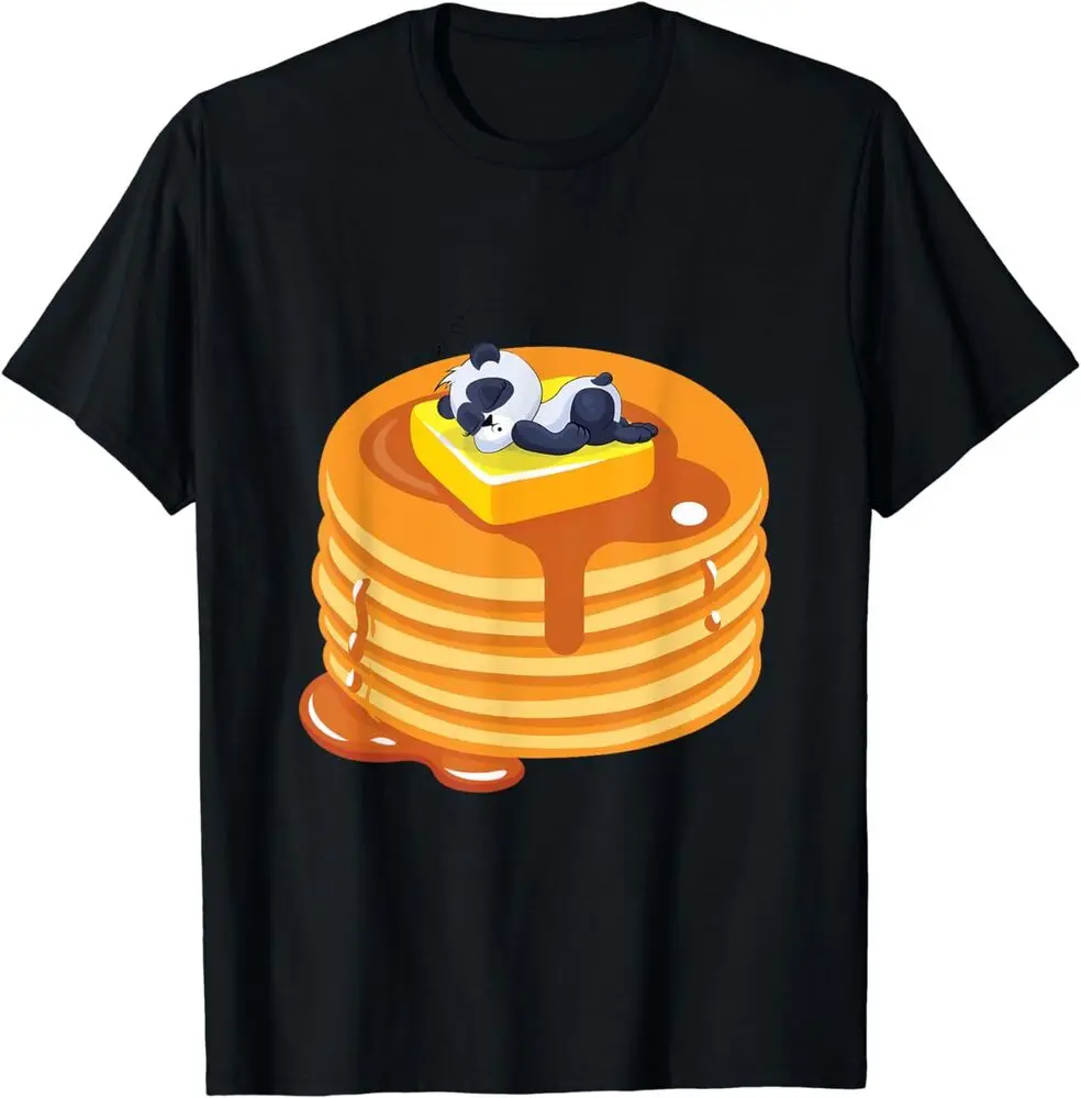 SALE OFF !!! Panda Resting On Top Of Pancakes Cute Baker T-ShirtAnime Pattern Clothing Y2K SummerAnime Graphic T-shirts for