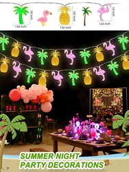 Summer Tropical Beach Hawaiian String Lights Tropical Flamingo Pineapple Palm Tree Party Pool Beach Summer Decorations