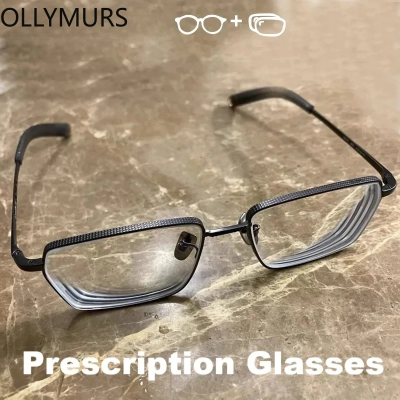 

OLLYMURS Titanium Full Rim Square Prescription Glasses For Men Fashion Anti Blue Light Photochromic Optical Eyewear
