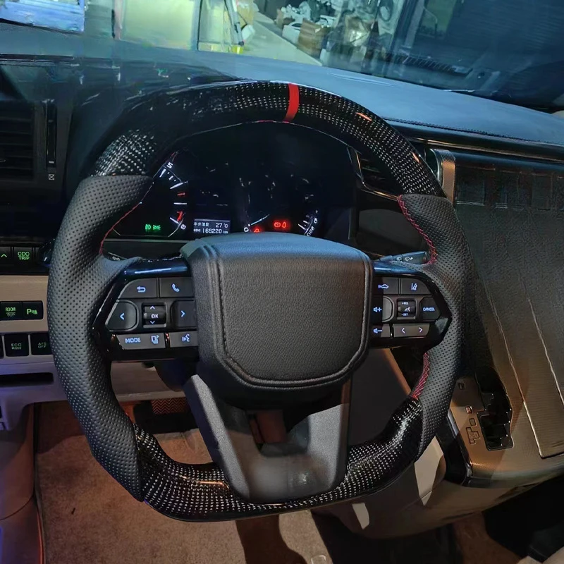 For Toyota steering wheel assembly upgraded to walnut carbon fiber style For Hilux LC, Crown, Prado, and Land Cruiser