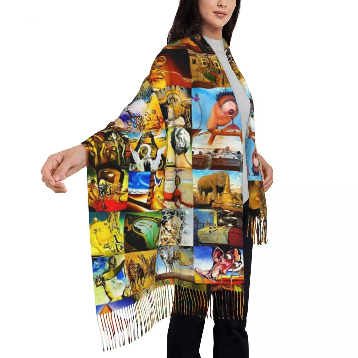 The Meditative Rose By Salvador Dali Scarf Tassel Scarves for Women Soft Warm Shawls and Wraps Large Fall Winter Shawl Wrap