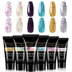 LIMEGIRL 30ml Nail Extension Gel Glitter Soak Off Nail Acrylic Crystal Build Poly UV Gel for Nails Quick Extension Manicure Glue