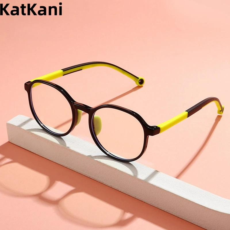 

KatKani New Ultra Light Silicone Nose Holder for Children's Anti Blue Light Eye Frame Optical Prescription Glasses for Boy