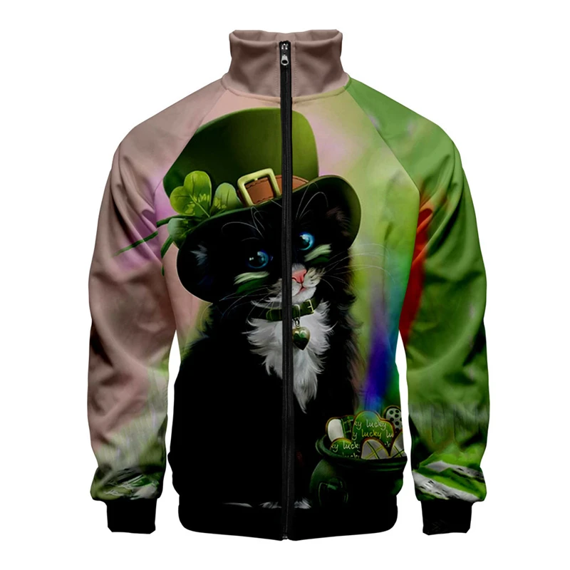 

New Popular Irish St.Patrick Day Jacket Mens Women Long Sleeve Hip Hop Coat 3D Print Harajuku Sweatshirt Hoodie Jackets Clothing