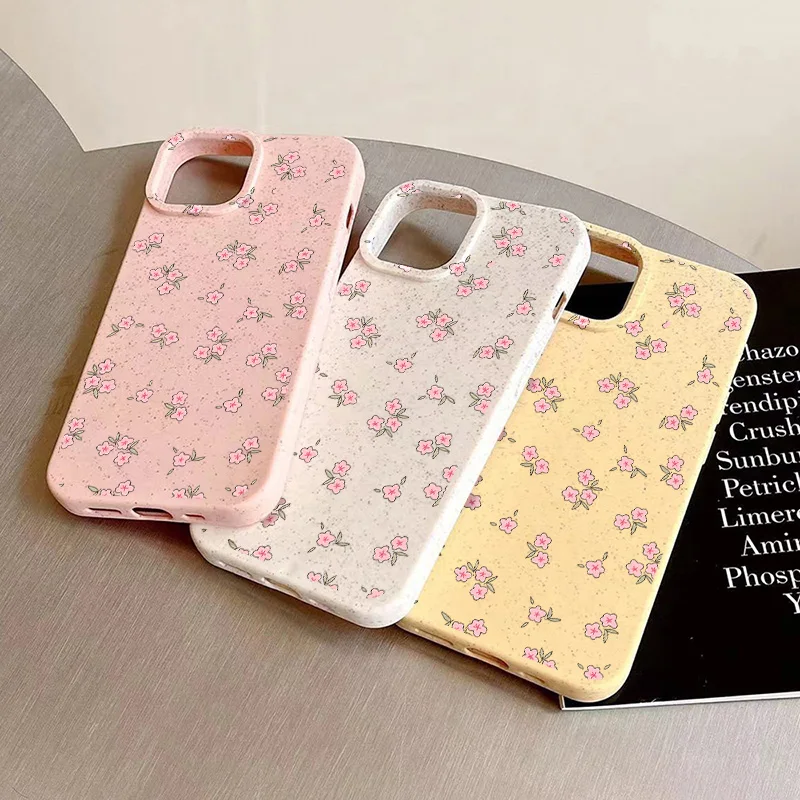 Cute Flower Phone Case For iPhone 15 Pro Case iPhone 11 13 12 14 Pro Max XR XS X 6 7 8 Plus SE Silicone Shockproof Matte Cover