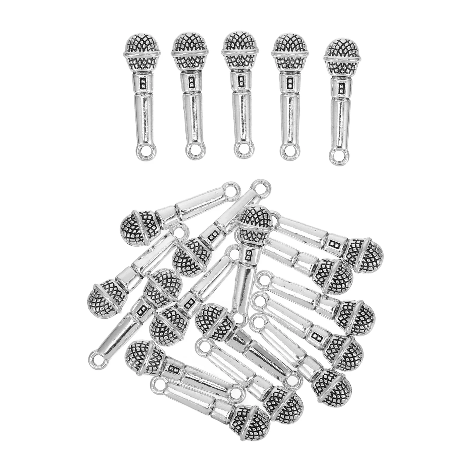 Fake Microphones Pendant Tiny Charms for Jewelry Making Necklace Music Bracelets Mini Karaoke