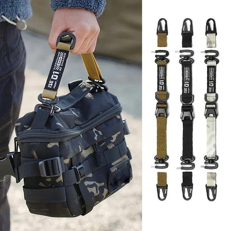Cinta de Suspensão para Camping ao Ar Livre, Lanyard Portátil Ajustável para Equipamentos de Camping e Piquenique, Clips de Carabina