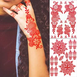 Nieuw ontwerp rode henna tattoo stickers voor hand voet bloem tijdelijke tatoeages voor vrouwen bruiloft nep tattoo waterdicht