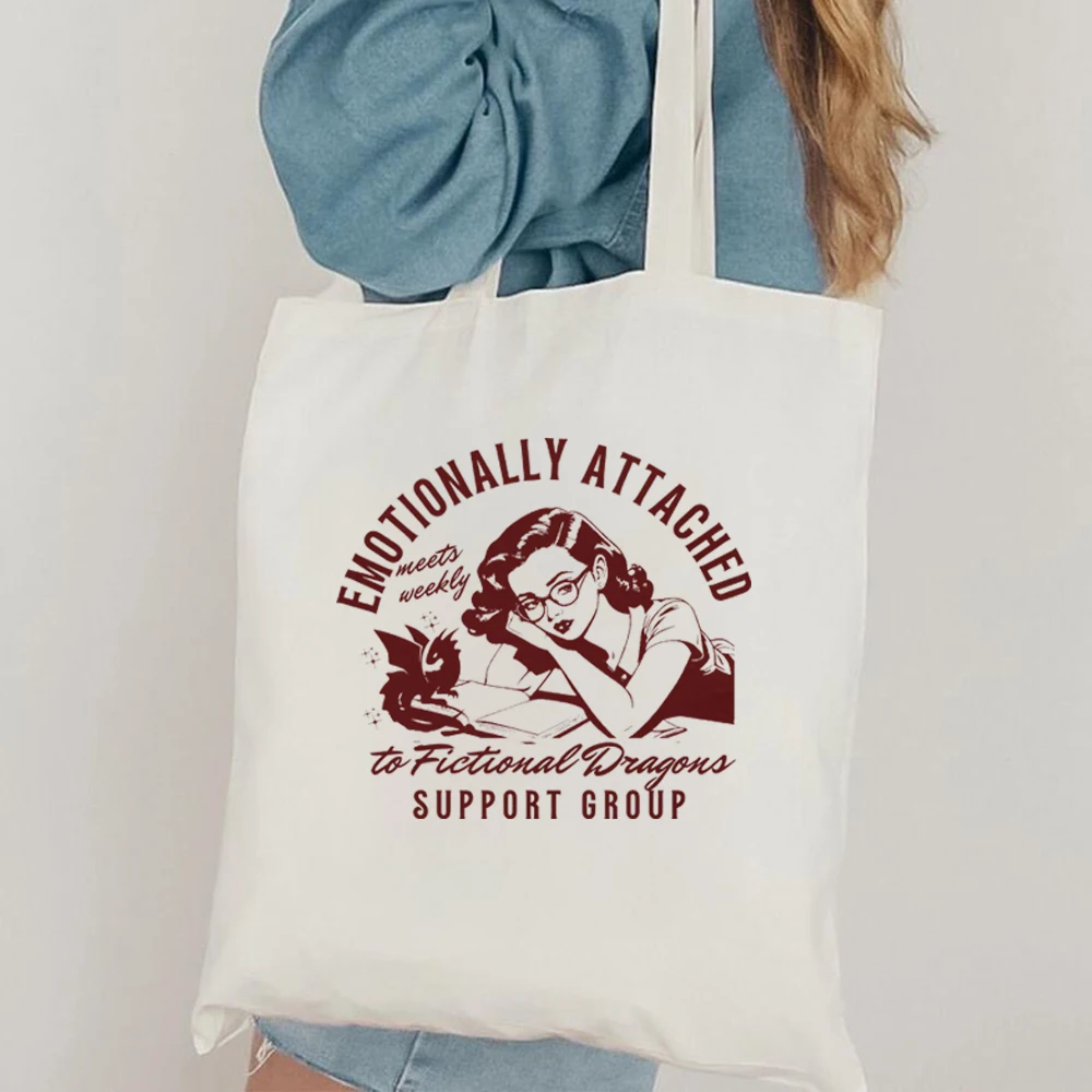 Emotionally Attached To Fictional Characters Casual Bookish tote bag Book Lover Shopping Bag Romance Reader