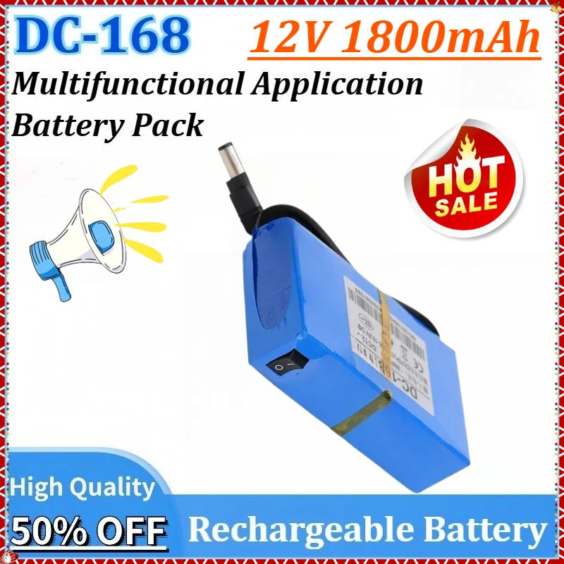 

12V 1800mAh DC-168 Newly upgraded Rechargeable Li-ion Battery Mini Portable Lithium-ion Battery Pack for CCTV Camera Batteries
